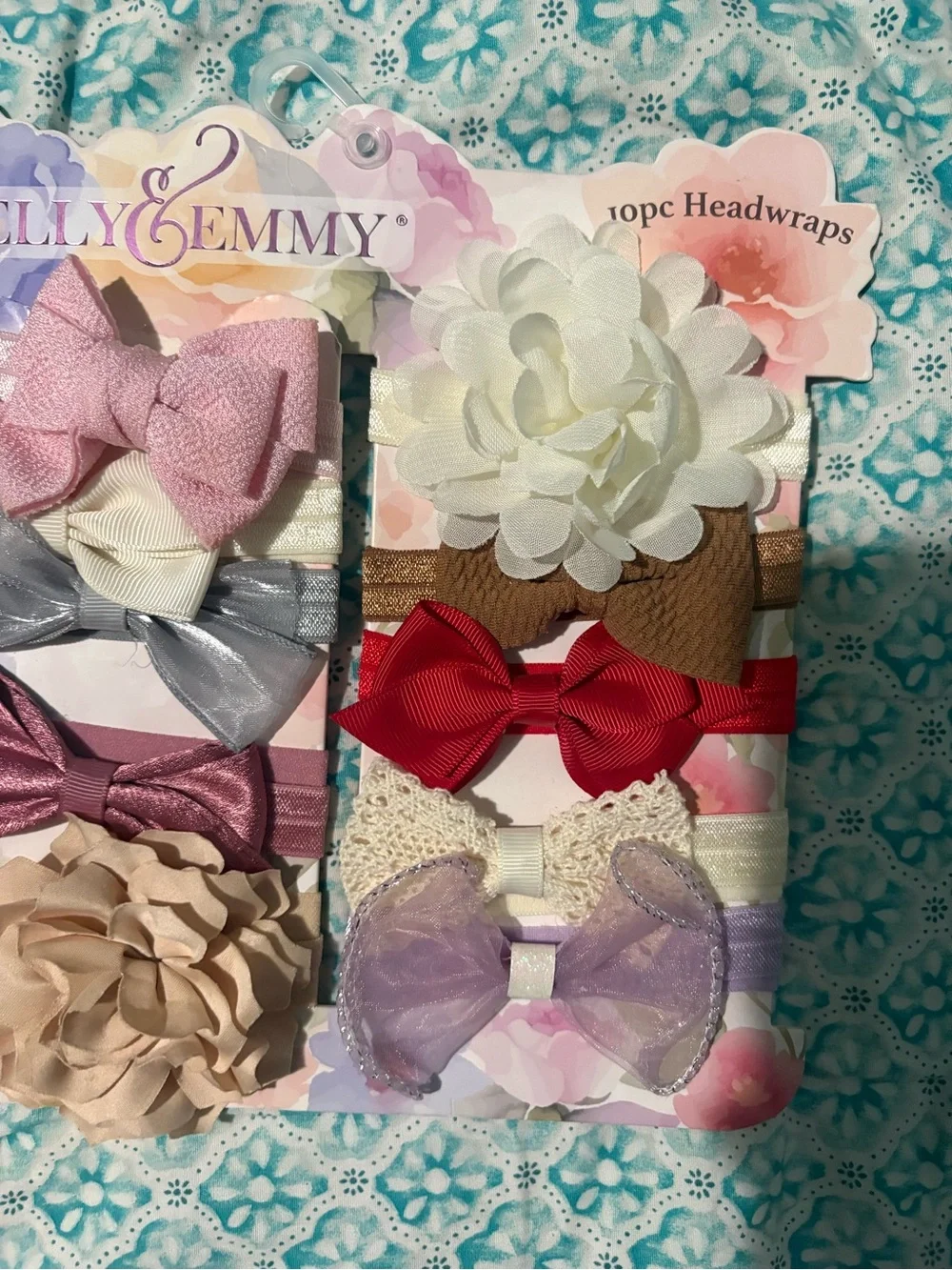 Girls 10pc Multicolor Headwrap Set - Pastel and Bright Bows & Flowers